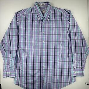 Peter Millar Shirt Mens XL Purple Blue Plaid Long Sleeve Button Down Cotton